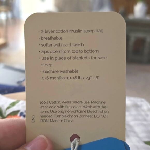 NWT Little Unicorn Cotton Muslin Sleep Bag Zip Up Size 0-6 months - Picture 6 of 7